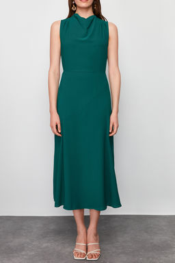 TRENDYOLMILLA Pembe Degaje Yaka Etegi Kesik Detayl? Midi Dokuma Elbise TWOSS24EL00390 фото 4