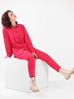 Малиновый костюм женский брючный с рубашкой plus size - Almond фото 3