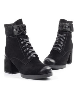 04-XR135-1 BLACK Ботинки зимние женские (натуральная замша, натуральный мех)