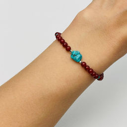 Браслет из Сердолика и Бирюзы 16,5 см +