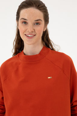 Kad_n Kiremit Regular Bisiklet Yaka Basic Sweatsh_rt