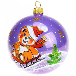 Елочная игрушка шар стеклянная Мишка на санках д8,5см, ручная художественная роспись, цвета микс, подарочная упаковка (Россия) - Домашняя Мода фото 4