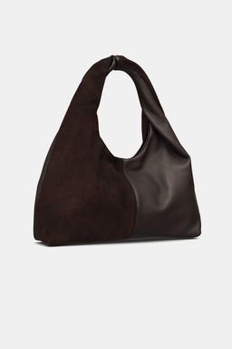 CONTRAST LEATHER SHOULDER BAG - Zara фото 8