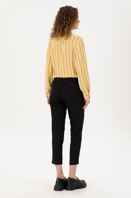 Kad_n Siyah Carrot High Waist Fit Kanvas Pantolon
