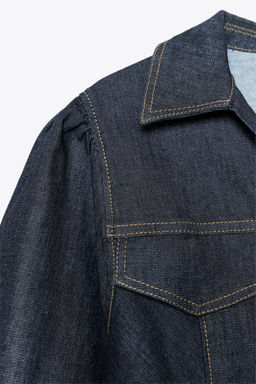 Z1975 FITTED DENIM PUFF SLEEVE SHIRT - Zara фото 9
