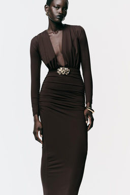 POLYAMIDE DRESS WITH HARDWARE BELT - Zara фото 2
