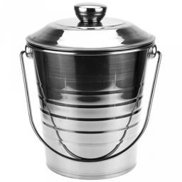 Ведро из нержавеющей стали 4л, д19,5см h20см, с крышкой, металлическая ручка (Китай)