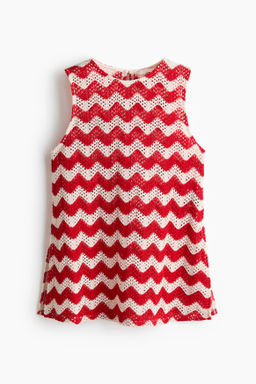 Top en punto jacquard efecto crochet