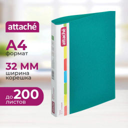 Папка на 2-х кольцах пласт. 25/32мм А4 Attache 07 зеленый  фото 2