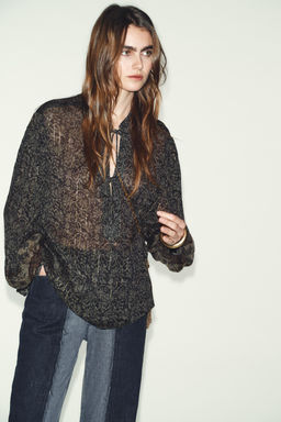 METALLIC THREAD PRINTED BLOUSE - Zara фото 2