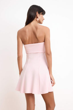 Ac?k Pembe Belden Ac?lan Straplez Kolsuz Soft Touch Orme Elbise TWOSS26EL00236 - Trendyolmilla фото 4
