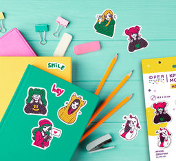 Кристальная (алмазная) мозаика ФРЕЯ ALVN-141 наклейки Яркие девочки 19.5 х 14 см