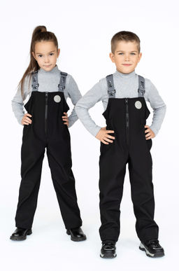 Полукомбинезон демисезонный черный из софтешелла 60-021 (116)