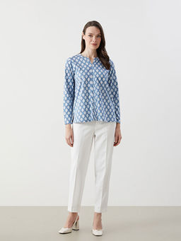 Ka??k Yaka Desenli Kad?n Bluz