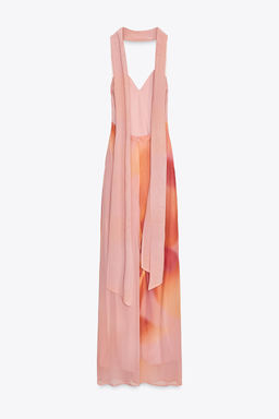LONG PRINTED DRESS WITH SCARF - Zara фото 15
