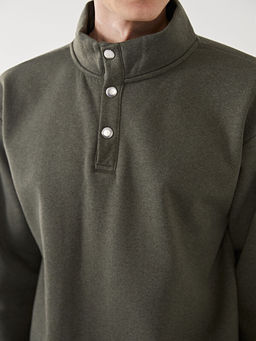 Dik Yaka Uzun Kollu Erkek Kal?n Sweatshirt