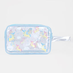 Косметичка на молнии для бассейна, с ручкой, с принтом, голубая