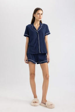Fall in Love Regular Fit Pijama Tak?m? K?sa Kollu Ust Sort
