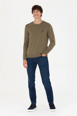 U. S. Polo Assn Мужской базовый свитер хаки меланжевого цвета - U.s. polo assn фото 11