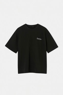 Siyah Oversize/Genis Kesim Nak?sl? Kal?n T-Shirt TMNSS26TS00037