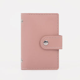 Визитница на кнопке, 26 карт, однотонная, розовая