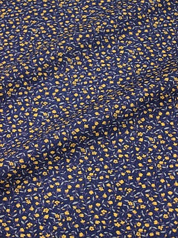 Импорт. хлопок Горчичные лютики цв.темно-синий флер, ш.1.48м, хлопок-100%, 100гр/м.кв