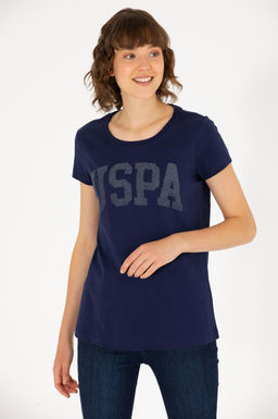 U. S. Polo Assn Женская базовая футболка темно-синего цвета с круглым вырезом - U.s. polo assn фото 3