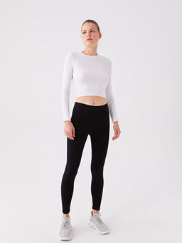 Beli Lastikli D?z Pamuklu Kad?n Tayt Pantolon