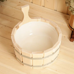 Шайка - ушат для бани и сауны, 4 л, деревянная, пластиковая вставка, «Добропаровъ»