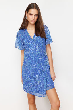 Saks Sal Desenli Anvelop Mini Dokuma Elbise TWOSS24EL00753 - Trendyolmilla фото 3