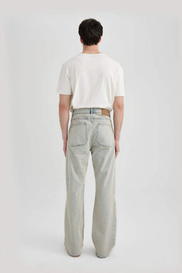 Расклешенный крой, свободный крой, нормальная талия, широкие джинсовые брюки с эффектом потертостей - Defacto фото 7