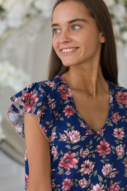 Платье женское из кулирки Элиза бежевые цветы - Амадэль фото 5