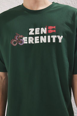 TRENDYOL MAN Siyah Oversize/Genis Kesim Bask?l? Kal?n %100 Pamuk Tok Kumas T-shirt TMNSS25TS00022 - Trendyolmilla фото 4