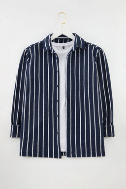 TRENDYOL MAN Lacivert Regular Fit Fake Triko K?sl?k Gomlek TMNAW25GO00028 - Trendyolmilla фото 7
