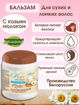 Молочный Уход. Бальзам для волос "Козье молоко", 450мл / 8 уп