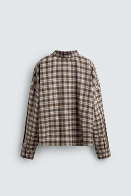 Рубашка поло Boxy Fit в клетку коричневая