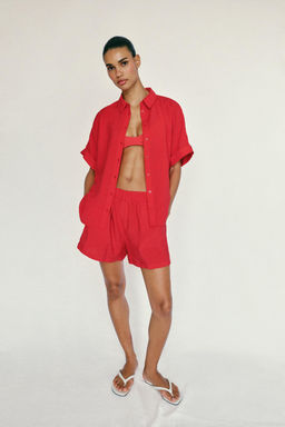 SHORTS FLUIDOS CINTURA EL?STICA / Rojo