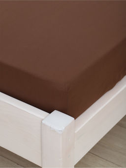 Простыня на резинке из поплина гладкокрашеного - Шоколад 160х200х25