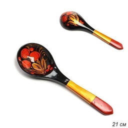 Ложка деревянная для салата Хохлома / 6404 /уп/ - ГалеонТрейд фото 2