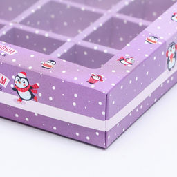 Цена за 5 шт. Новогодняя коробка - упаковка для конфет 12 шт. «Новогодний пингвин», 19×14.5×3.5 см