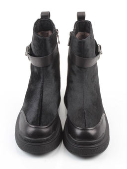 04-HSM704 BLACK Ботинки зимние женские (натуральная кожа, натуральный мех)