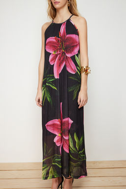 TRENDYOLMILLA Siyah Maxi Boy Boyundan Baglamal? Orme Esnek Maxi Elbise TWOSS23EL02372  фото 8