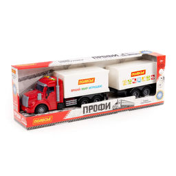 Профи, автомобиль-фургон с прицепом инерционный (со светом и звуком) (красно-белый) (в коробке)