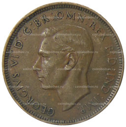 Монета 1/2 пенни 1938 года Австралия