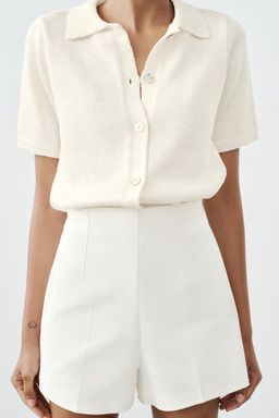 PLAIN KNIT POLO COLLAR TOP - Zara фото 2