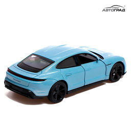 Машина металлическая PORSCHE TAYCAN TURBO S, 1:32, открываются двери, инерция, цвет голубой - АвтоГрад фото 5