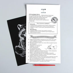 Цена за 3 шт. Гравюра на подложке «Енот» с металлическим эффектом «серебро» А4