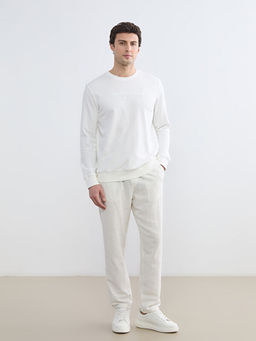 Bisiklet Yaka Bask?l? Erkek Sweatshirt