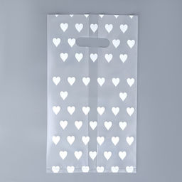 Цена за 20 шт. Пакет полиэтиленовый квадратный с вырубной ручкой, упаковка, "Сердечки", 17х33+17см ± 5% 60 мкм