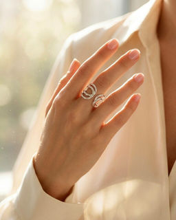 Кольцо с белым серебрением